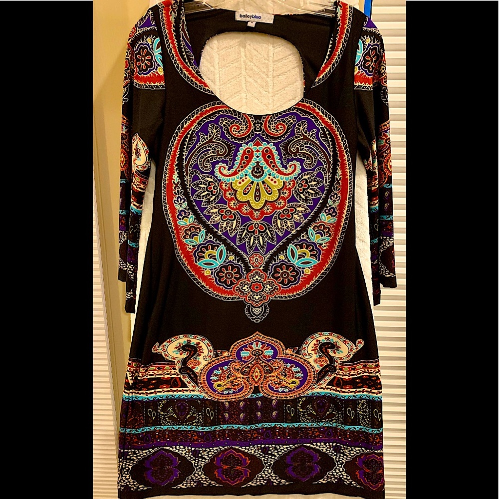 Bailey Blue Boho midi dress. Size M